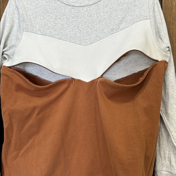 Nursing Queen Colorblock Sweater - White, Gray, and Brown - Picture 7 of 8
